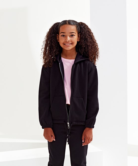 Kids TriDri® recycled cropped oversize full-zip hoodie