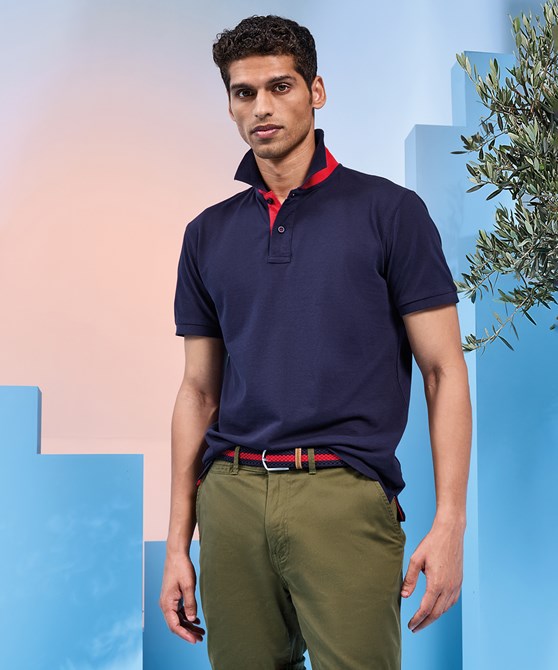 Men's classic fit contrast polo