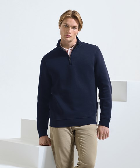 Sweat-shirt haut de gamme à fermeture éclair quart de longueur pour homme