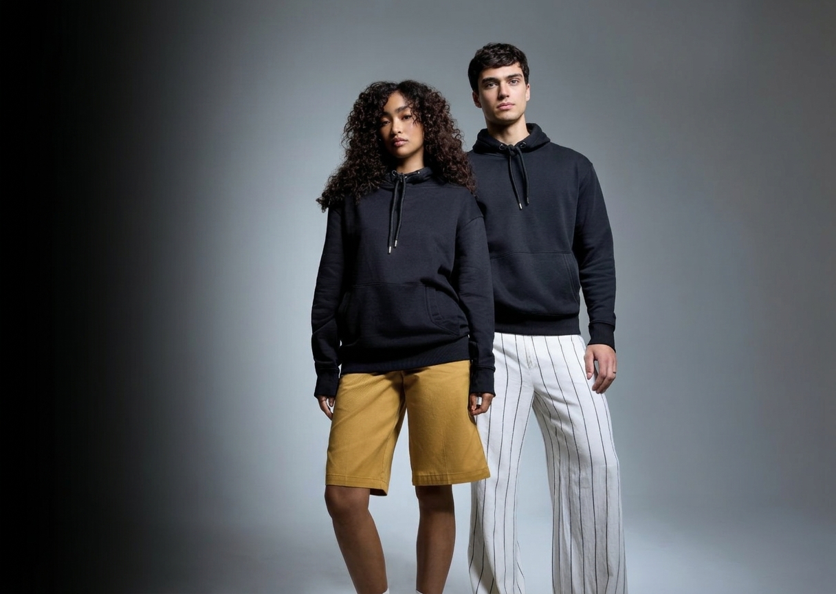 People wearing premium hoodies
