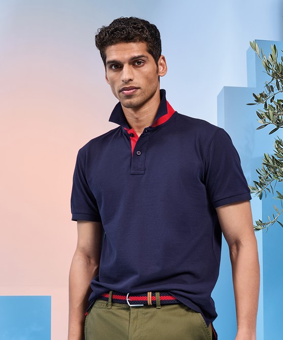 Men's classic fit contrast polo