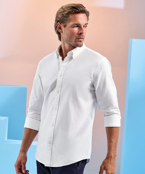 Chemise Oxford à manches longues en coton pour homme